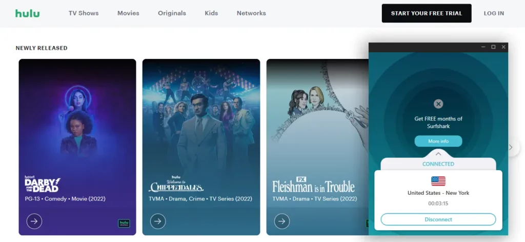 Watch Hulu on iphone with Surfshark