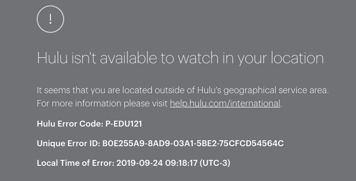 Hulu Geo Restriction Error in Brunei