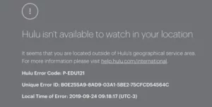 Hulu in Zambia Geo-Restriction Error